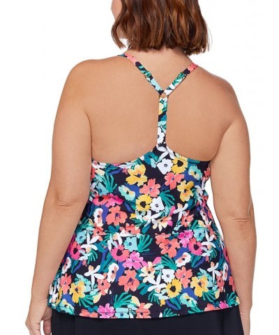 Plus Size Printed Racerback Underwire Tankini Swim Top Waikiki Garden Multi $24.60 Swimsuits