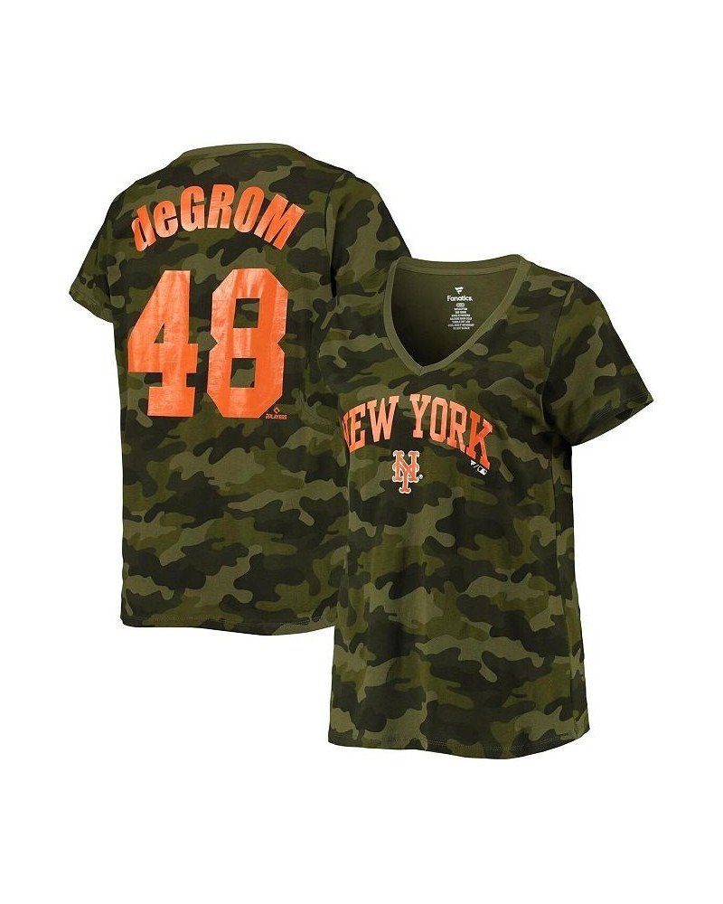 Women's Jacob deGrom Camo New York Mets Player V-Neck T-shirt Camo $21.56 Tops