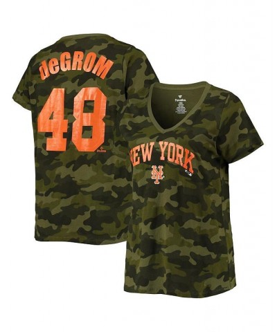 Women's Jacob deGrom Camo New York Mets Player V-Neck T-shirt Camo $21.56 Tops