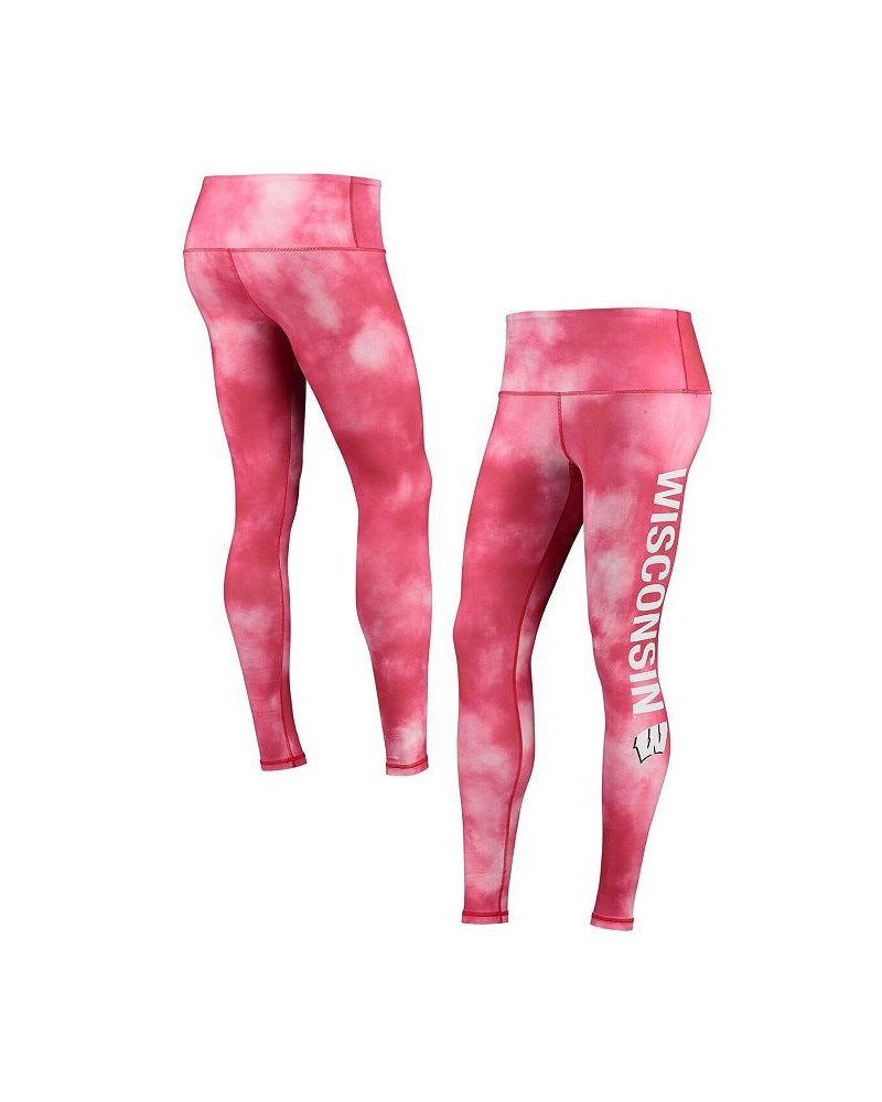 Women's Red Wisconsin Badgers Cloud Dye Mist Leggings Red $25.80 Pants