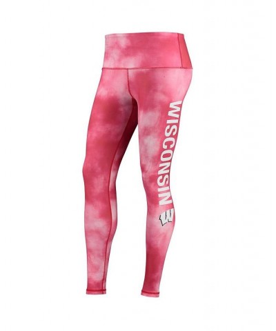 Women's Red Wisconsin Badgers Cloud Dye Mist Leggings Red $25.80 Pants