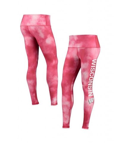 Women's Red Wisconsin Badgers Cloud Dye Mist Leggings Red $25.80 Pants