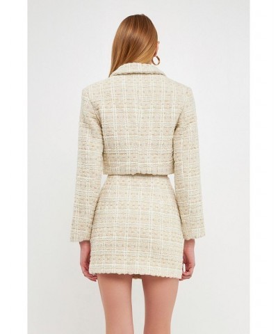 Women's Cropped Tweed Jacket Ivory $132.00 Jackets