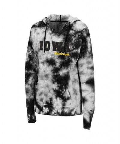 Women's Black Iowa Hawkeyes Shavonee Tie-Dye Pullover Hoodie Black $32.39 Sweatshirts