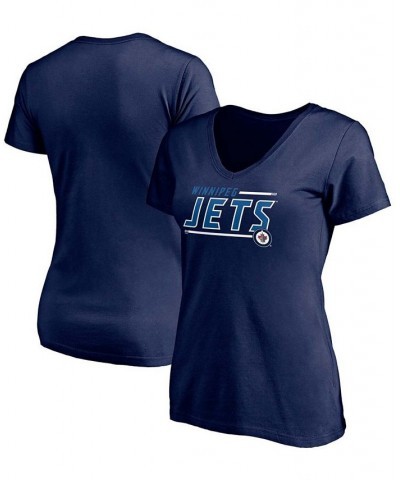 Women's Navy Winnipeg Jets Mascot In Bounds V-Neck T-shirt Navy $14.52 Tops