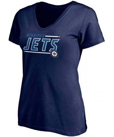 Women's Navy Winnipeg Jets Mascot In Bounds V-Neck T-shirt Navy $14.52 Tops