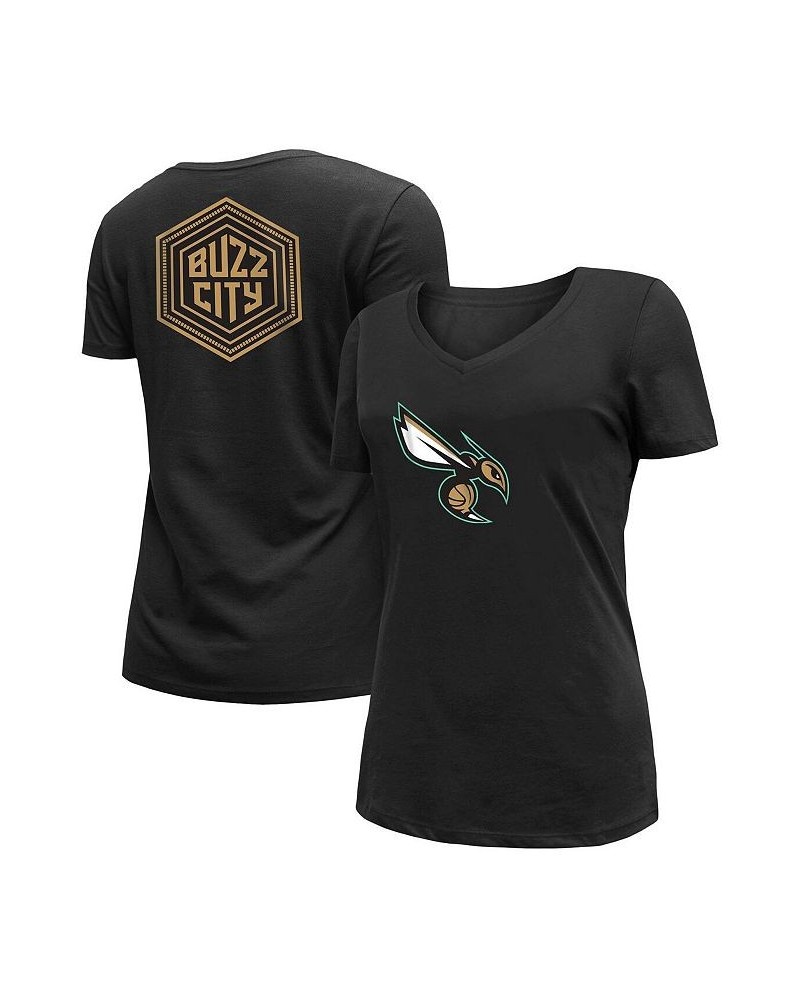 Women's Black Charlotte Hornets 2022/23 City Edition V-Neck T-shirt Black $27.72 Tops