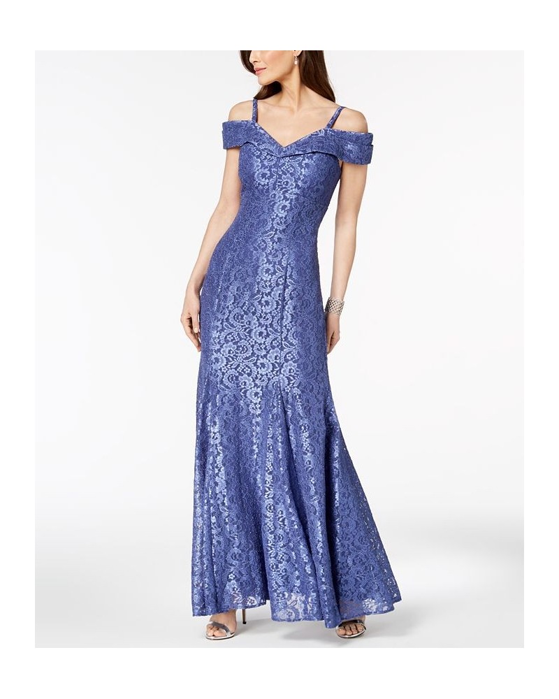 Off-The-Shoulder Lace Gown Periwinkle $69.29 Dresses