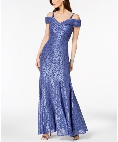 Off-The-Shoulder Lace Gown Periwinkle $69.29 Dresses