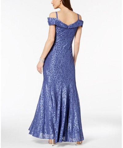 Off-The-Shoulder Lace Gown Periwinkle $69.29 Dresses