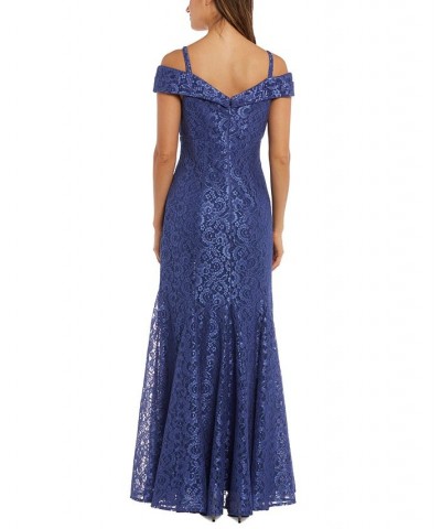 Off-The-Shoulder Lace Gown Periwinkle $69.29 Dresses