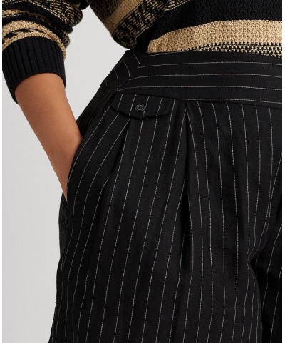 Plus Size High-Rise Linen-Blend Shorts Black/cream $25.77 Shorts