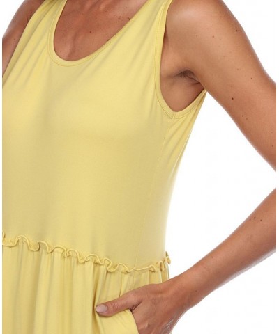 Women's Scoop Neck Tiered Midi Dress Yellow $17.16 Dresses