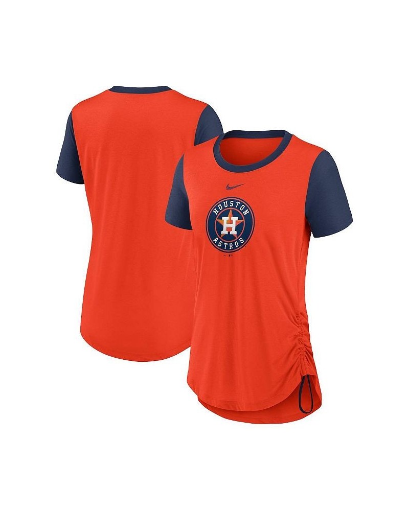 Women's Orange Houston Astros Hipster Swoosh Cinched Tri-Blend Performance Fashion T-shirt Orange $27.49 Tops