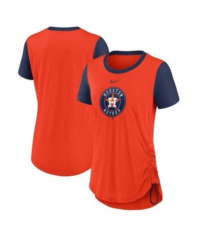 Women's Orange Houston Astros Hipster Swoosh Cinched Tri-Blend Performance Fashion T-shirt Orange $27.49 Tops