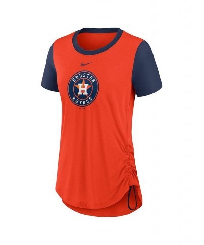 Women's Orange Houston Astros Hipster Swoosh Cinched Tri-Blend Performance Fashion T-shirt Orange $27.49 Tops