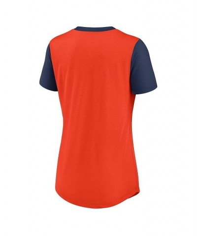 Women's Orange Houston Astros Hipster Swoosh Cinched Tri-Blend Performance Fashion T-shirt Orange $27.49 Tops