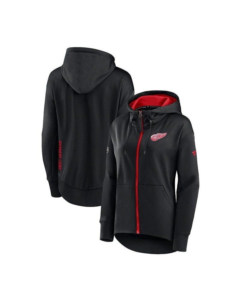 Women's Branded Black Detroit Red Wings Authentic Pro Rink Full-Zip Hoodie Black $47.00 Sweatshirts