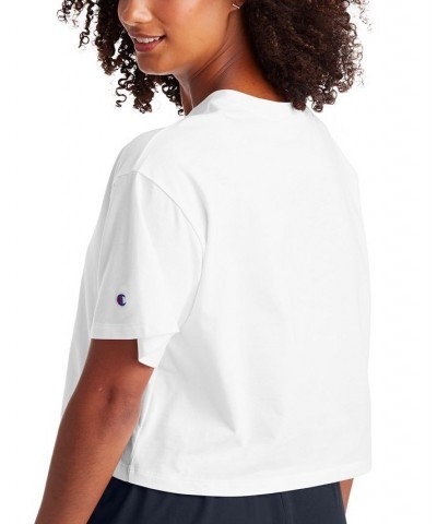 Women's Logo Cropped T-Shirt White $11.79 Tops