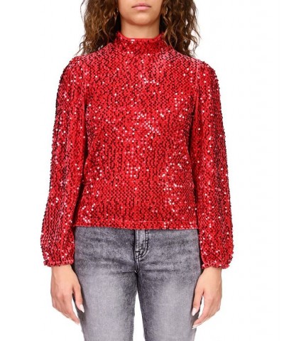 All Nighter Mock-Neck Top Red $29.16 Tops