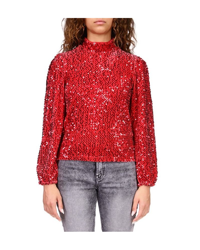 All Nighter Mock-Neck Top Red $29.16 Tops