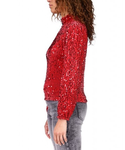 All Nighter Mock-Neck Top Red $29.16 Tops