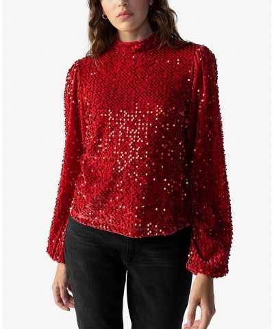 All Nighter Mock-Neck Top Red $29.16 Tops