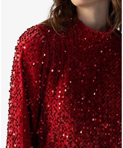 All Nighter Mock-Neck Top Red $29.16 Tops