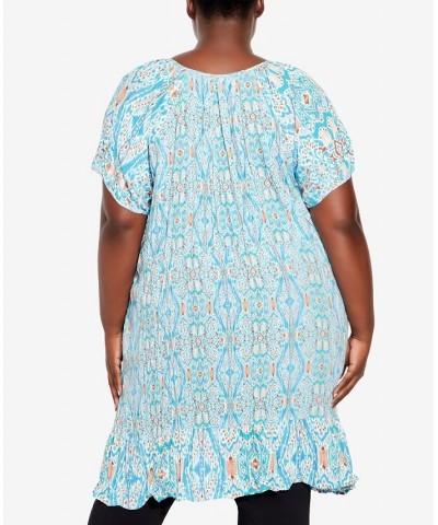 Plus Size Avalon Crush Tunic Aqua Ikat $29.67 Tops