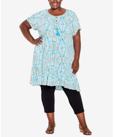 Plus Size Avalon Crush Tunic Aqua Ikat $29.67 Tops