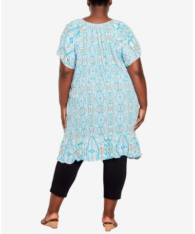 Plus Size Avalon Crush Tunic Aqua Ikat $29.67 Tops