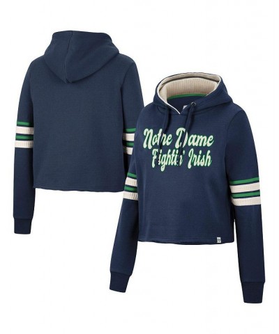 Women's Navy Notre Dame Fighting Irish Retro Cropped Pullover Hoodie Navy $33.84 Sweatshirts