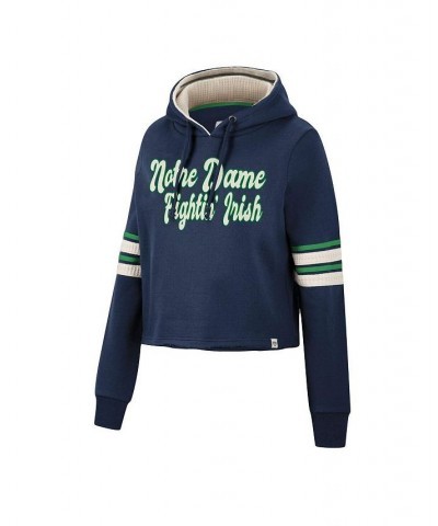 Women's Navy Notre Dame Fighting Irish Retro Cropped Pullover Hoodie Navy $33.84 Sweatshirts