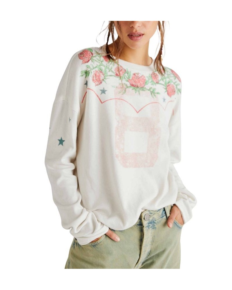 Women's Homestead Printed Long-Sleeve Cotton Top White $46.06 Tops