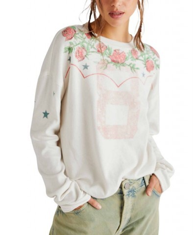 Women's Homestead Printed Long-Sleeve Cotton Top White $46.06 Tops