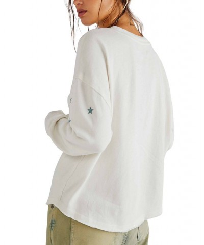 Women's Homestead Printed Long-Sleeve Cotton Top White $46.06 Tops