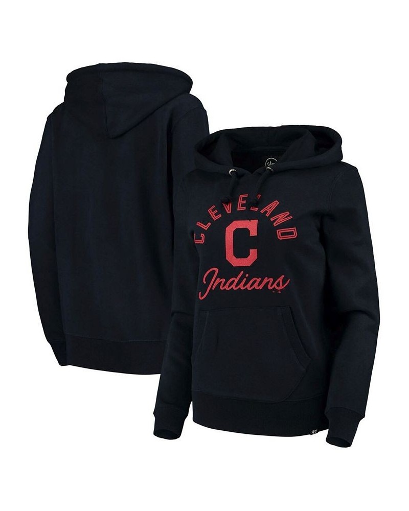 Women's Navy Cleveland Indians Hollow Script Headline Pullover Hoodie Navy $26.00 Sweatshirts