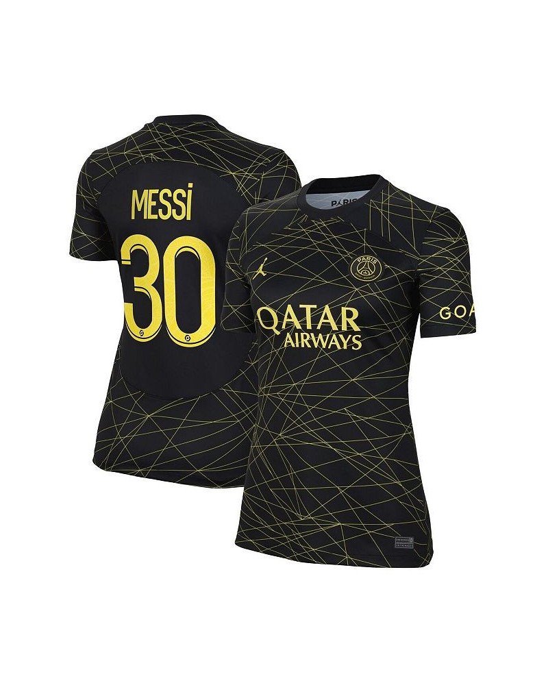 Women's Brand Lionel Messi Black Paris Saint-Germain 2022/23 Fourth Breathe Stadium Replica Player Jersey Black $61.60 Jersey