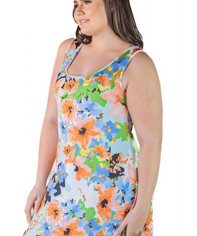 Plus Size Simple A-line Tank Maxi Dress Pink Multi $25.19 Dresses