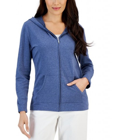 Long Sleeve Zip-Front Hoodie Heather Indigo $15.11 Sweatshirts