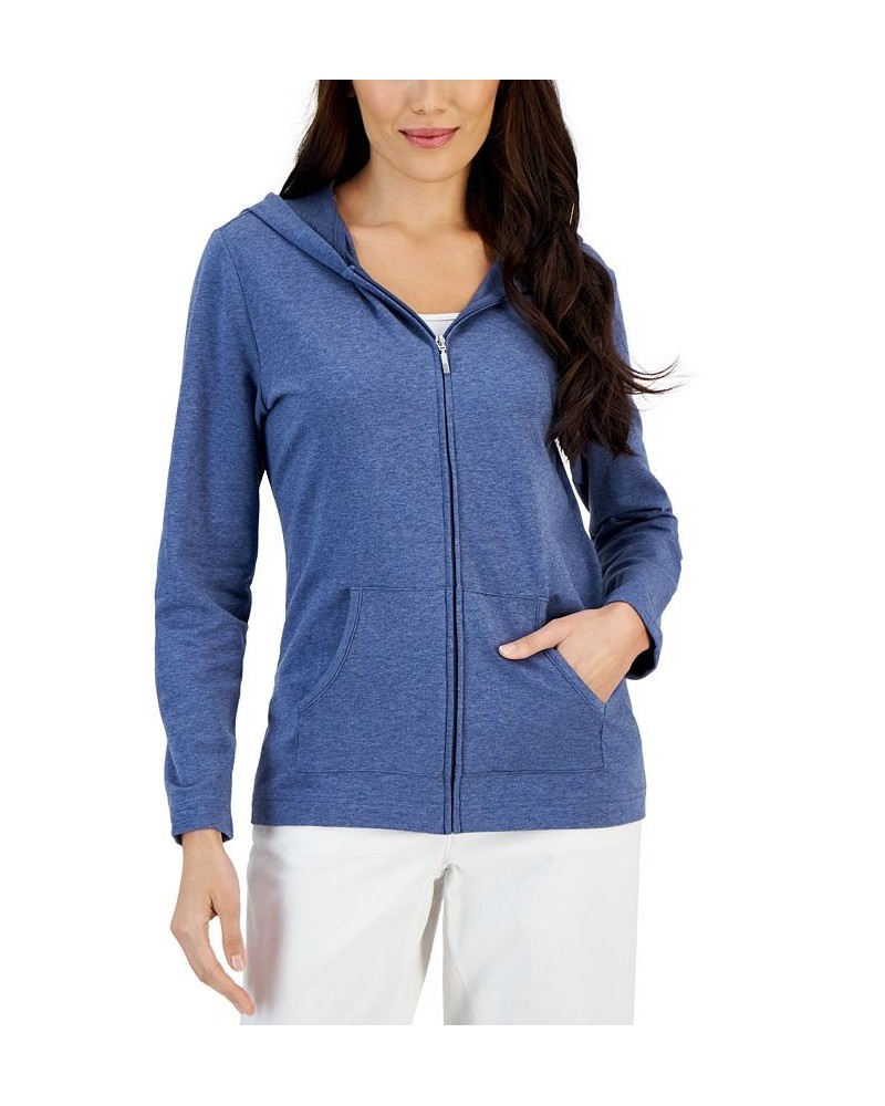 Long Sleeve Zip-Front Hoodie Heather Indigo $15.11 Sweatshirts