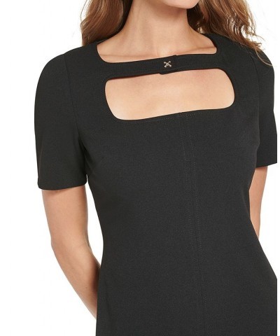 Women's Cutout Scuba Crepe Sheath Dress Black $23.59 Dresses