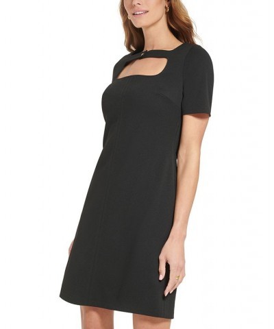 Women's Cutout Scuba Crepe Sheath Dress Black $23.59 Dresses