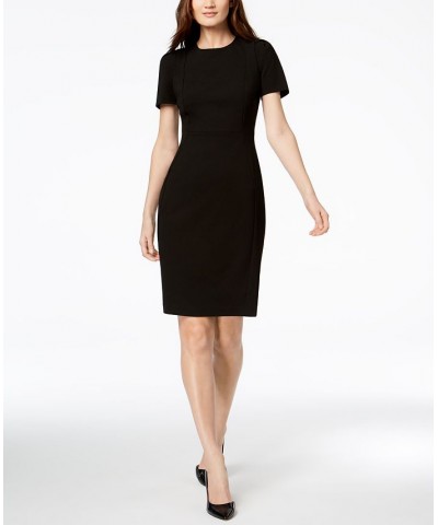 Petite Short-Sleeve Sheath Dress Black $44.99 Dresses