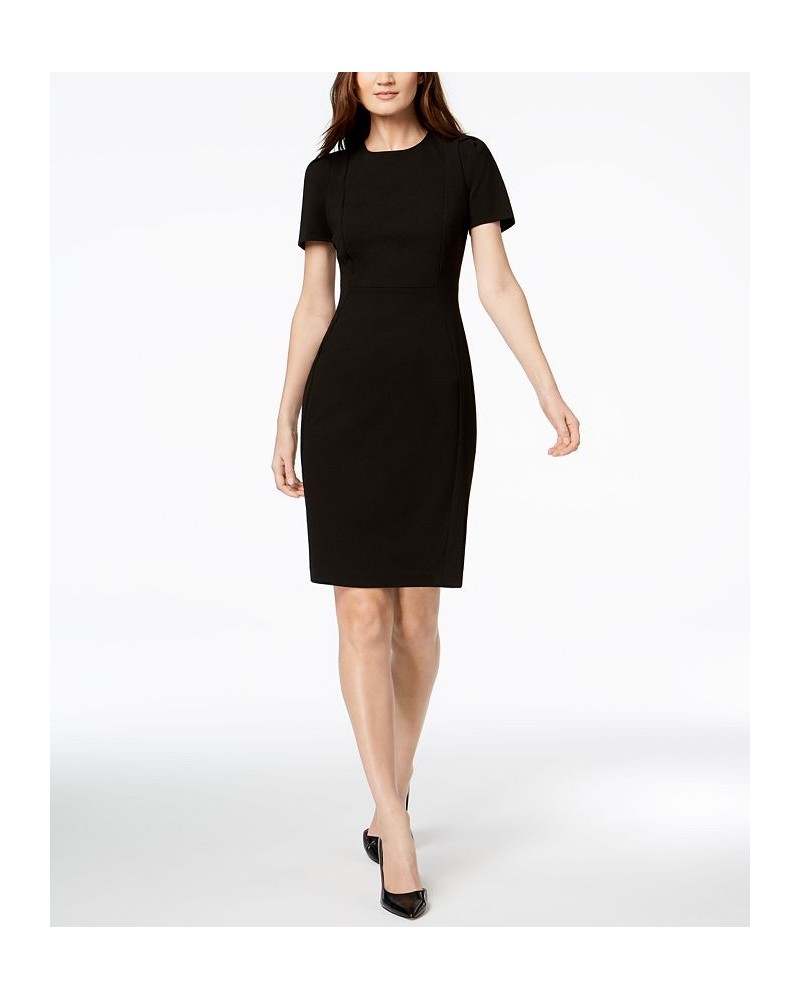 Petite Short-Sleeve Sheath Dress Black $44.99 Dresses