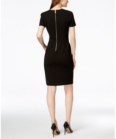 Petite Short-Sleeve Sheath Dress Black $44.99 Dresses