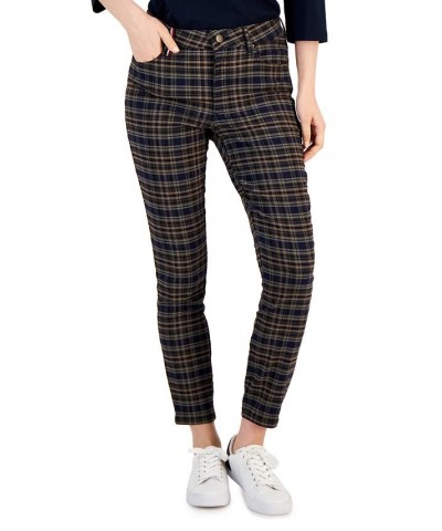 Women's Tribeca Plaid-Print Skinny Pants Hark Plaid- Navy Multi $34.40 Pants