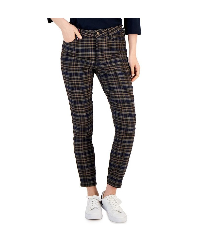 Women's Tribeca Plaid-Print Skinny Pants Hark Plaid- Navy Multi $34.40 Pants