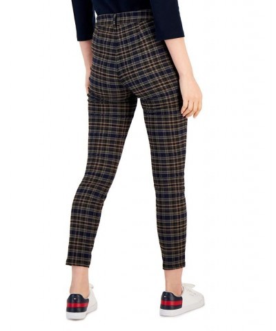 Women's Tribeca Plaid-Print Skinny Pants Hark Plaid- Navy Multi $34.40 Pants