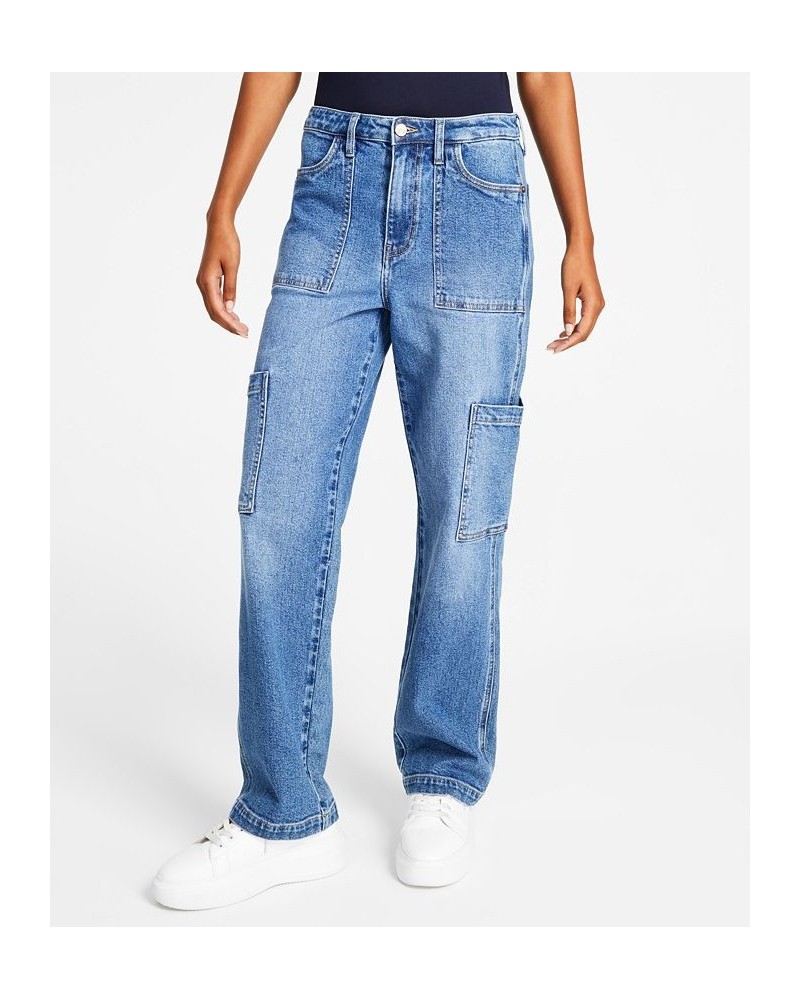 Women's High Rise Utility Denim Jeans Blue $33.04 Jeans